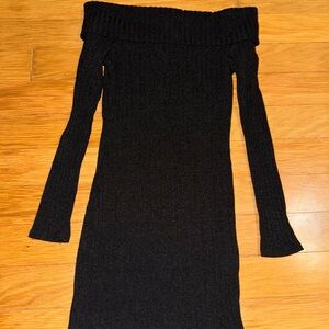 Forever 21 Black Off-Shoulder Sweater Dress